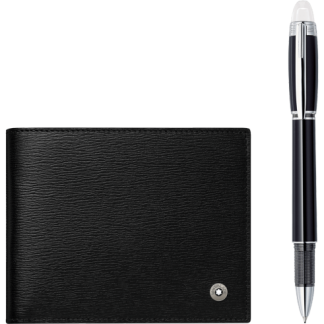 Montblanc Set with StarWalker Platinum Fineliner and 4810 Westside Wallet 6cc black